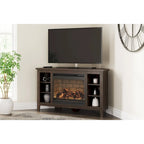 48" Corner TV Stand with Electric Fireplace - Gray Finish