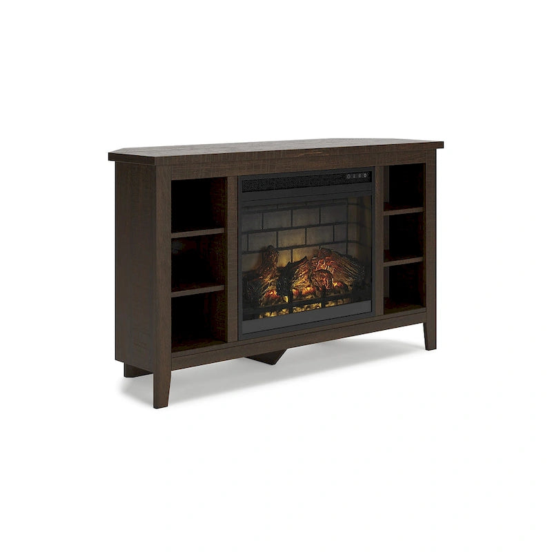 48" Corner TV Stand with Electric Fireplace - Gray Finish