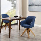 Set of 2 Mid-Century Swivel Dining Chairs with Wood Legs
