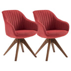 Set of 2 Mid-Century Swivel Dining Chairs with Wood Legs