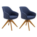 Set of 2 Mid-Century Swivel Dining Chairs with Wood Legs
