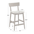 Walnut Counter Stool Set - Wheat Linen Upholstery - 26" Height - Set of 2