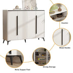 White 4-Door Shoe Storage Cabinet with Adjustable Shelves