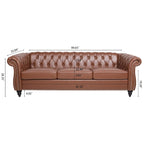 Brown Faux Leather Chesterfield Sofa - 3 Seater