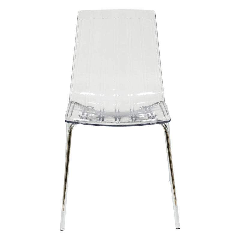 Transparent Acrylic Dining Chair with Chrome Legs - Modern Side Chair