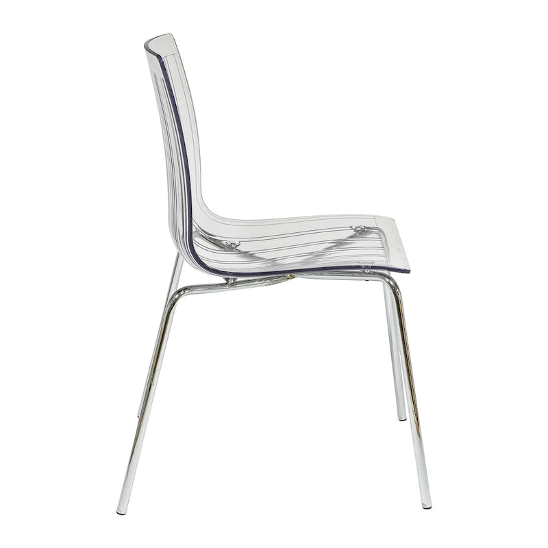 Transparent Acrylic Dining Chair with Chrome Legs - Modern Side Chair