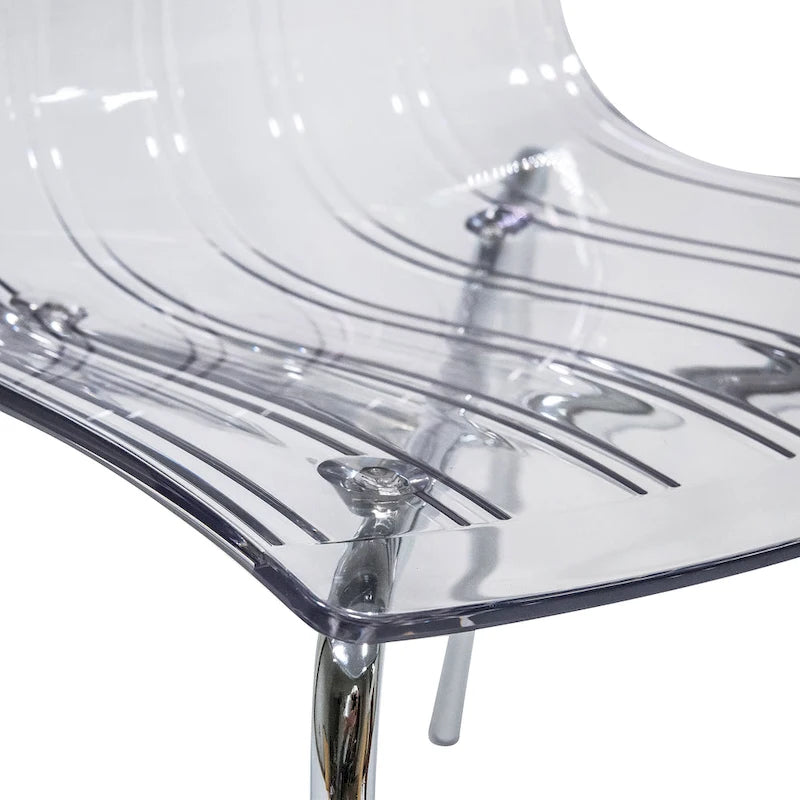 Transparent Acrylic Dining Chair with Chrome Legs - Modern Side Chair