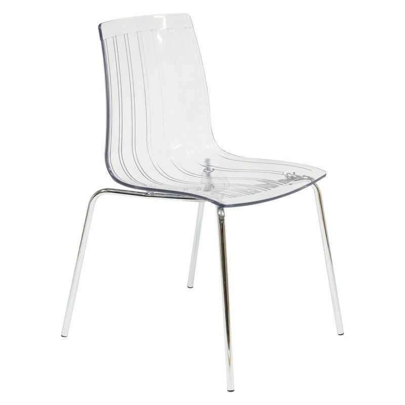 Transparent Acrylic Dining Chair with Chrome Legs - Modern Side Chair