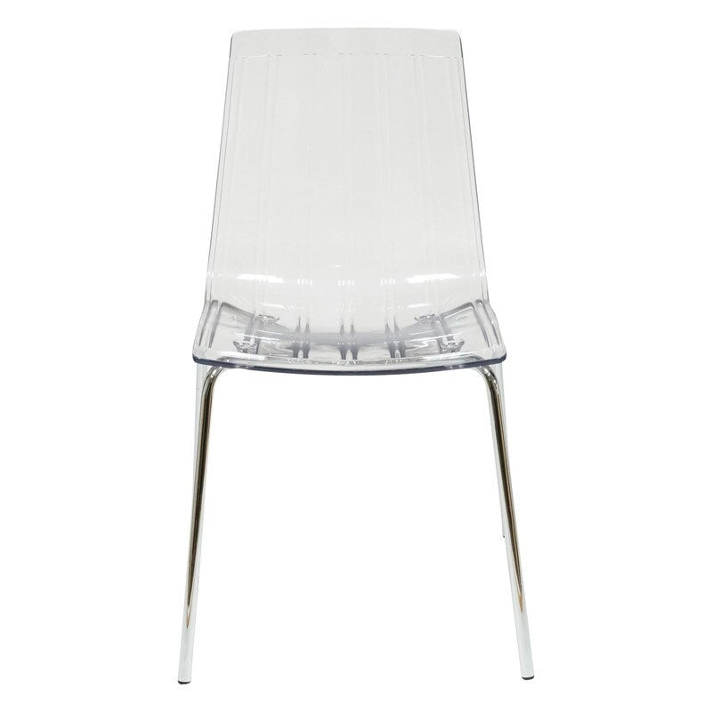 Transparent Acrylic Dining Chair with Chrome Legs - Modern Side Chair