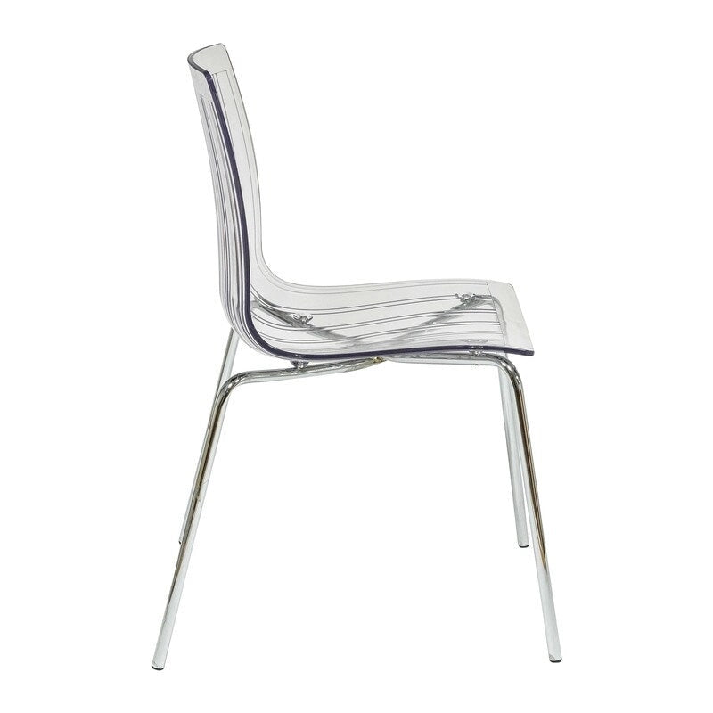 Transparent Acrylic Dining Chair with Chrome Legs - Modern Side Chair