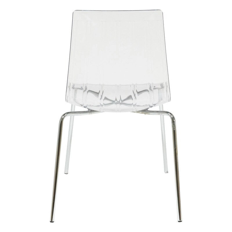 Transparent Acrylic Dining Chair with Chrome Legs - Modern Side Chair