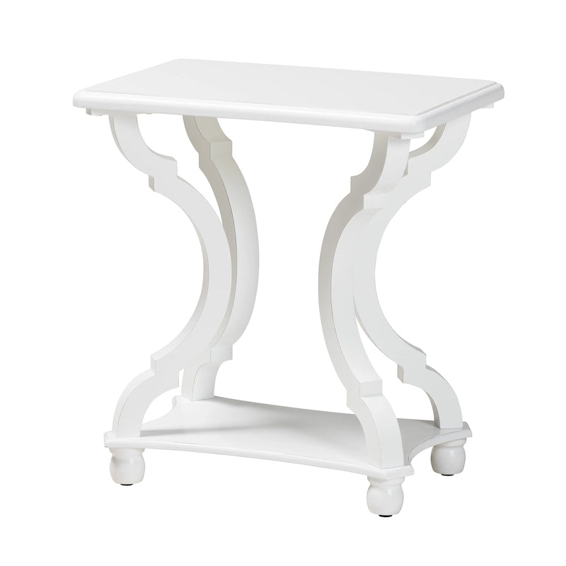 Black/White Wood End Table with Open Shelf