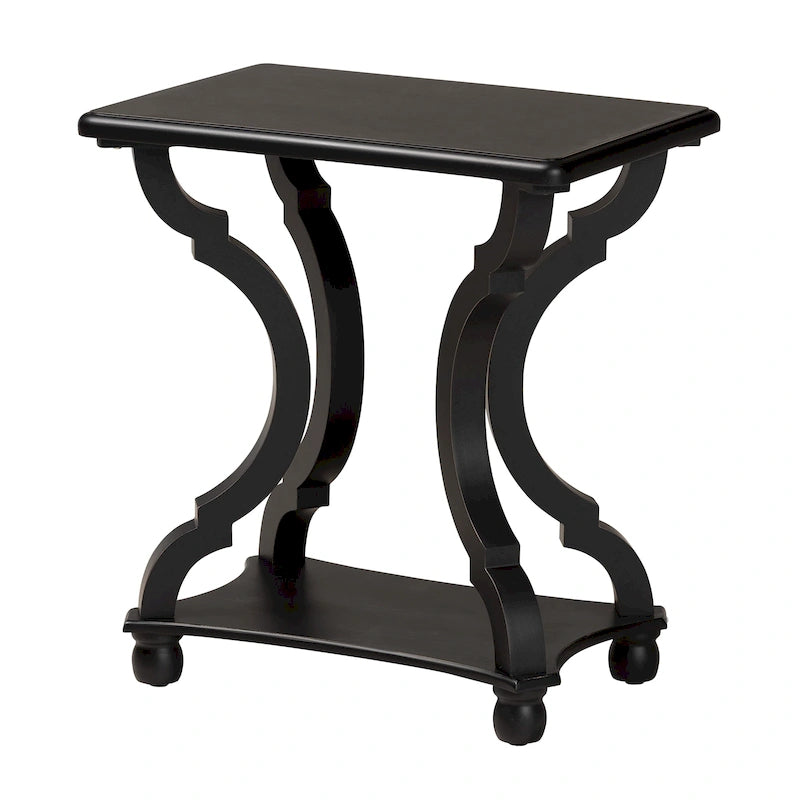 Black/White Wood End Table with Open Shelf
