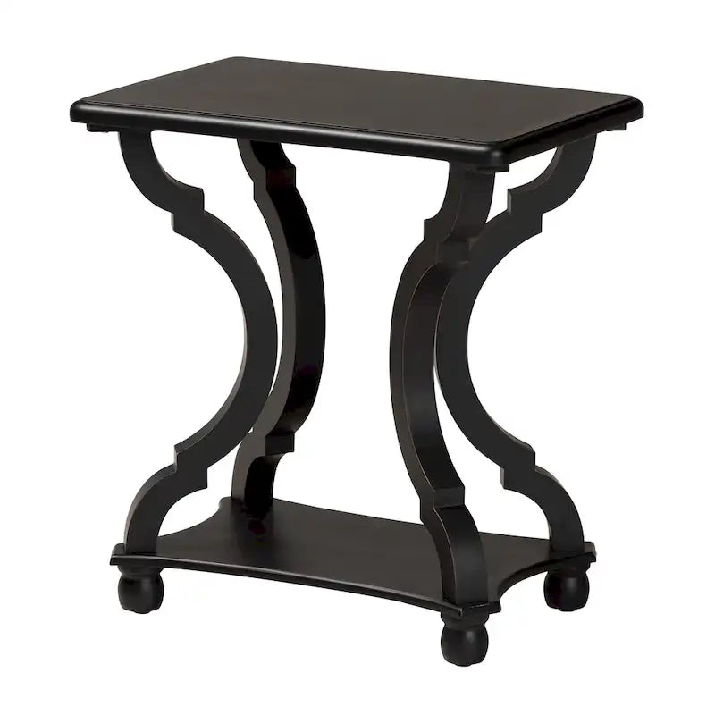 Black/White Wood End Table with Open Shelf