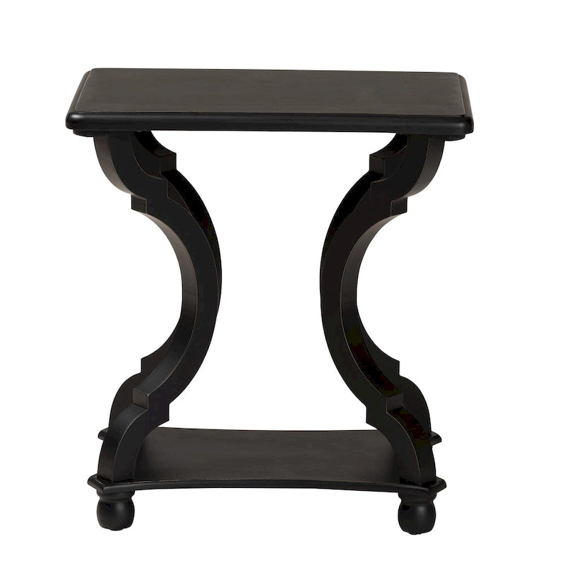 Black/White Wood End Table with Open Shelf