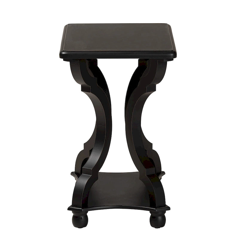 Black/White Wood End Table with Open Shelf
