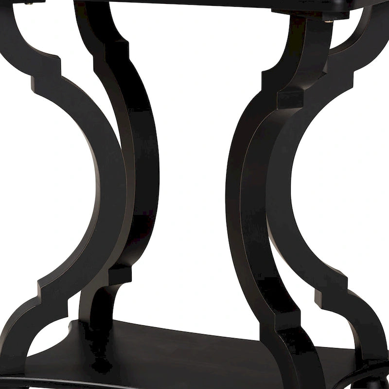 Black/White Wood End Table with Open Shelf