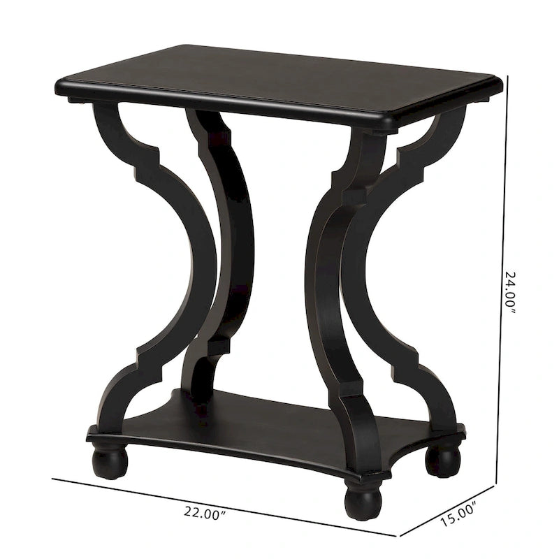 Black/White Wood End Table with Open Shelf