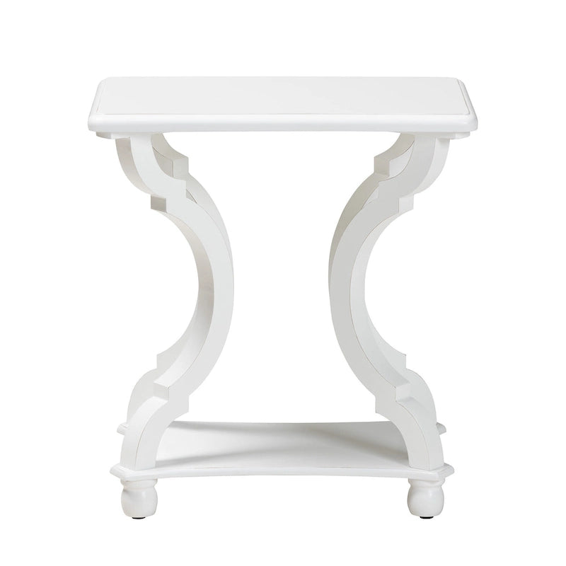 Black/White Wood End Table with Open Shelf