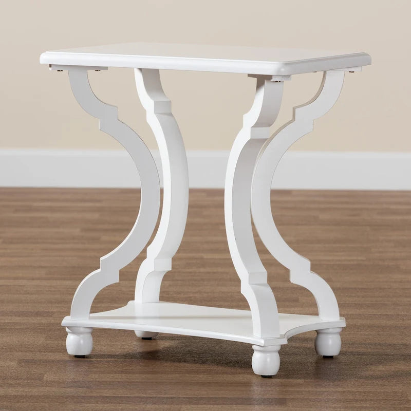 Black/White Wood End Table with Open Shelf