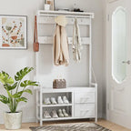 Hall Tree with Bench, Can Divided into freestanding Shoe Bench and Wall Rack