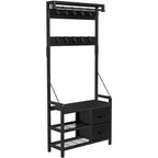 Hall Tree with Bench, Can Divided into freestanding Shoe Bench and Wall Rack