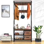 Hall Tree with Bench, Can Divided into freestanding Shoe Bench and Wall Rack