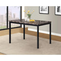 Black Metal Dining Table with Faux Marble Top - 4 Person