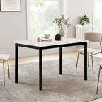 Black Metal Dining Table with Faux Marble Top - 4 Person