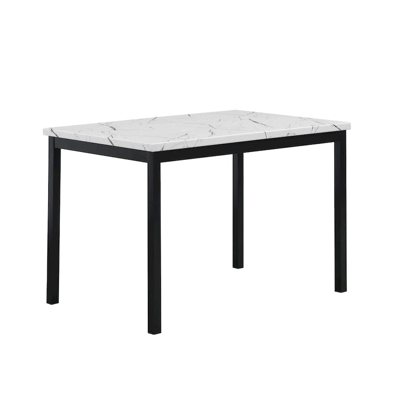 Black Metal Dining Table with Faux Marble Top - 4 Person