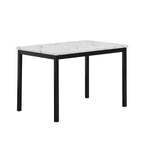 Black Metal Dining Table with Faux Marble Top - 4 Person