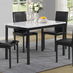 Black Metal Dining Table with Faux Marble Top - 4 Person