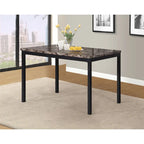 Black Metal Dining Table with Faux Marble Top - 4 Person