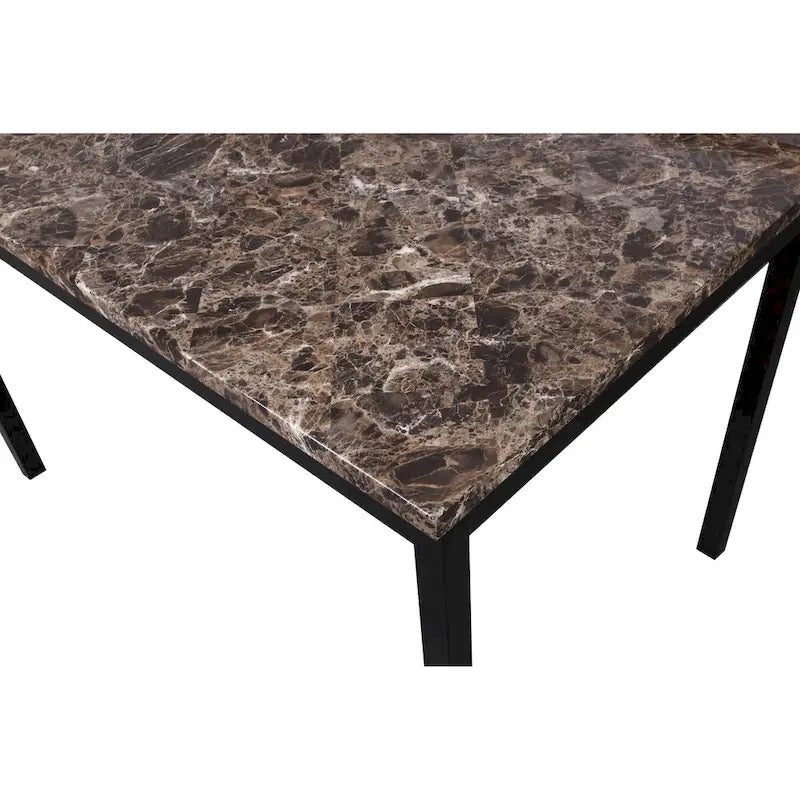 Black Metal Dining Table with Faux Marble Top - 4 Person