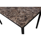 Black Metal Dining Table with Faux Marble Top - 4 Person