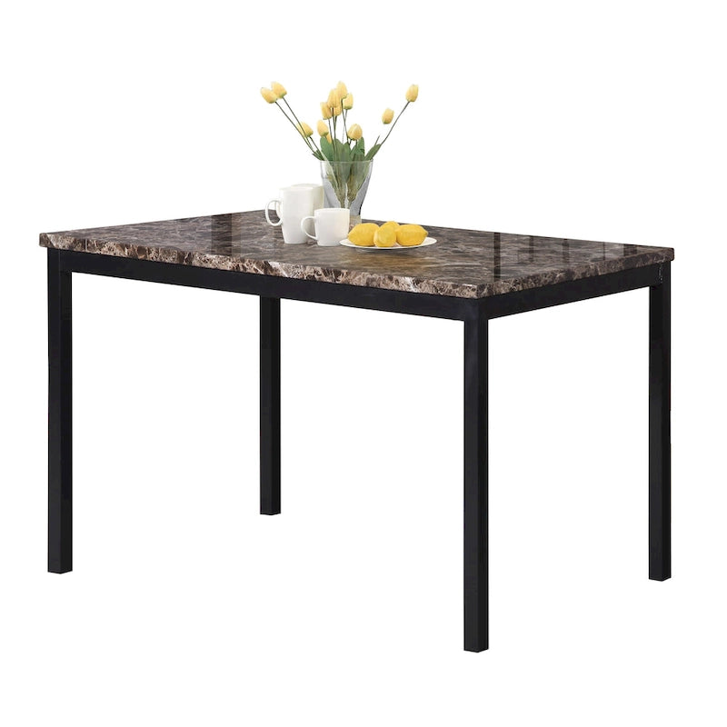 Black Metal Dining Table with Faux Marble Top - 4 Person