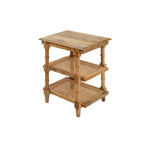 Natural Wood & Cane 3-Shelf Side Table