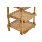 Natural Wood & Cane 3-Shelf Side Table