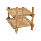 Natural Wood & Cane 3-Shelf Side Table