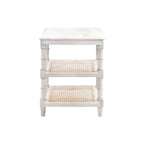 Natural Wood & Cane 3-Shelf Side Table