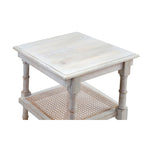 Natural Wood & Cane 3-Shelf Side Table