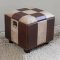 Square Storage Ottoman - Faux Leather - Brown/Chocolate/Patchwork
