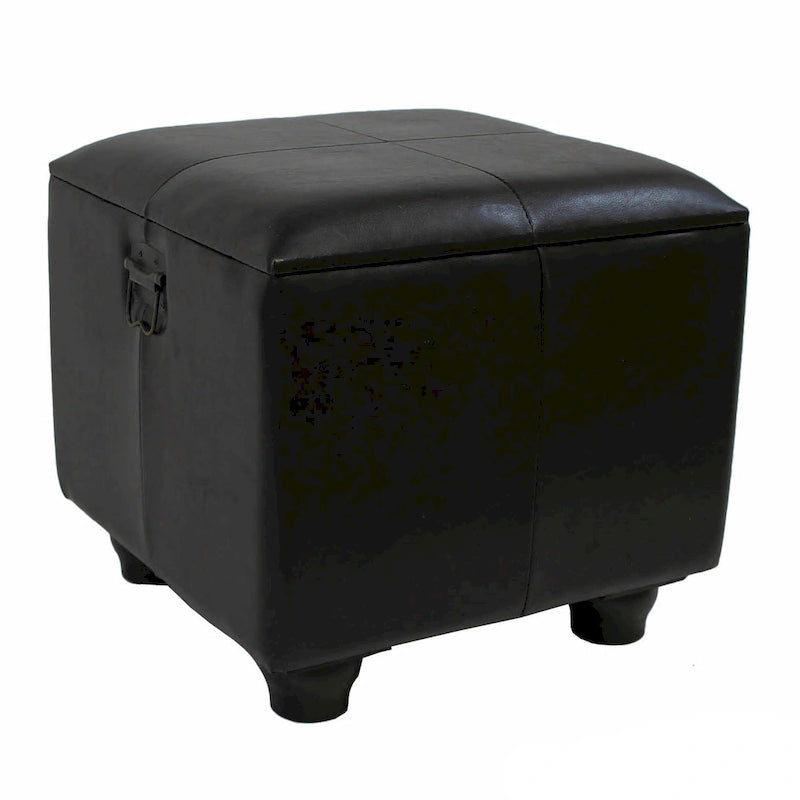 Square Storage Ottoman - Faux Leather - Brown/Chocolate/Patchwork