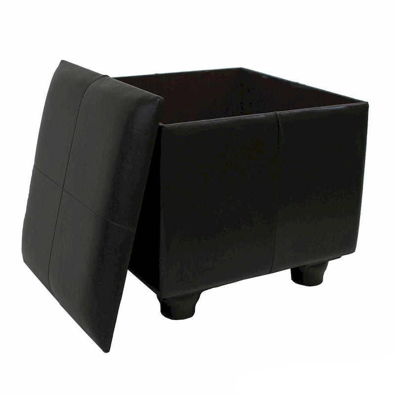 Square Storage Ottoman - Faux Leather - Brown/Chocolate/Patchwork
