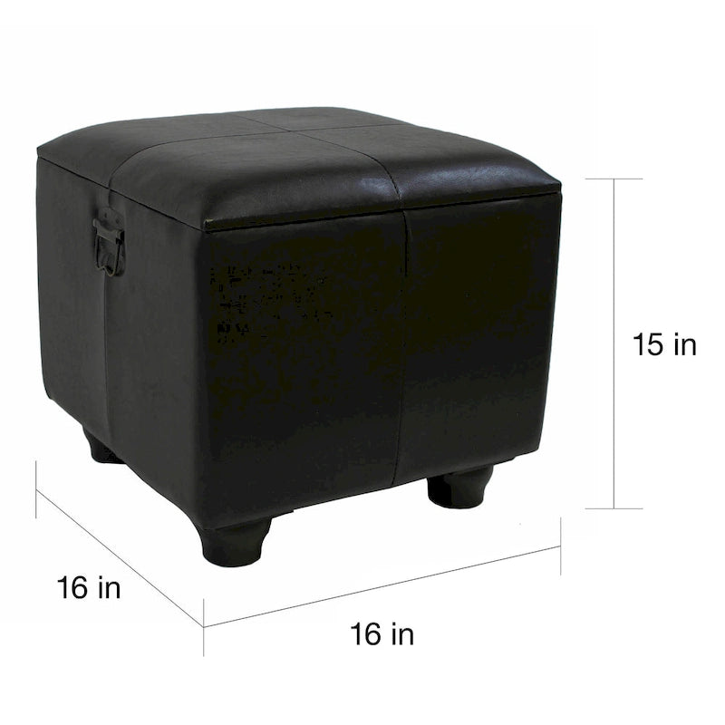 Square Storage Ottoman - Faux Leather - Brown/Chocolate/Patchwork