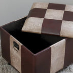 Square Storage Ottoman - Faux Leather - Brown/Chocolate/Patchwork