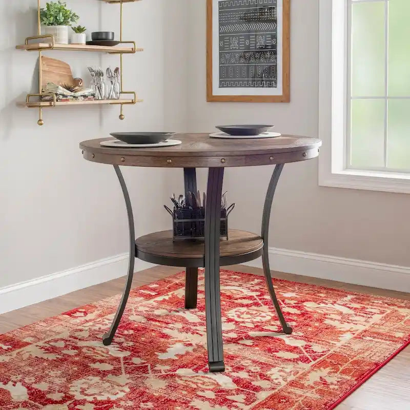 Round Counter Height Table - Umber Brown/Grey - 4 Person