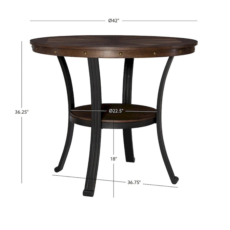 Round Counter Height Table - Umber Brown/Grey - 4 Person