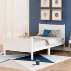 Wooden Slat Support Wood Platform Bed with Headboard