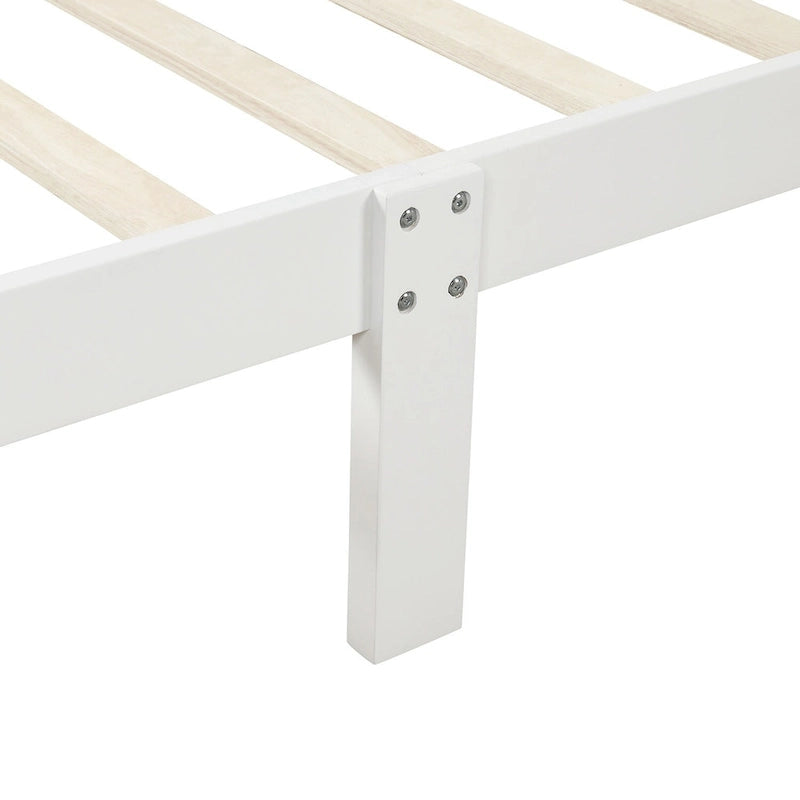 Wooden Slat Support Wood Platform Bed with Headboard
